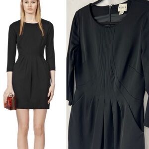 Reiss “Ambrose” Little Black Dress fit Flare mini pleated 2 XS